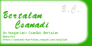 bertalan csanadi business card